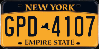 NY license plate GPD4107