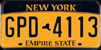 NY license plate GPD4113