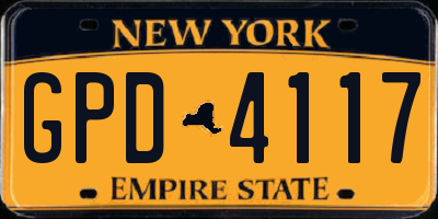 NY license plate GPD4117