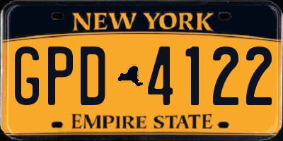 NY license plate GPD4122