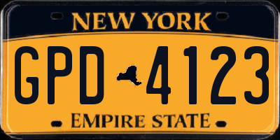 NY license plate GPD4123