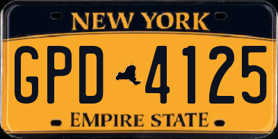 NY license plate GPD4125