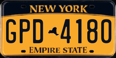 NY license plate GPD4180