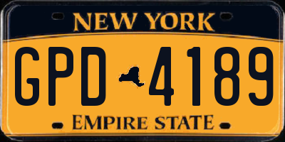 NY license plate GPD4189