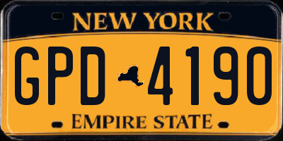 NY license plate GPD4190