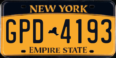 NY license plate GPD4193