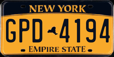NY license plate GPD4194