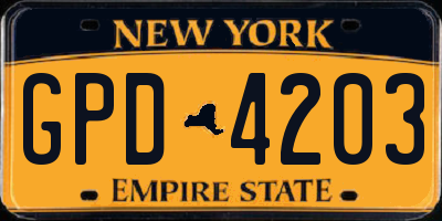 NY license plate GPD4203