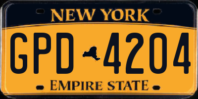 NY license plate GPD4204