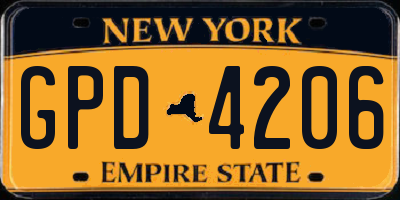 NY license plate GPD4206