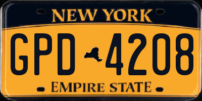 NY license plate GPD4208