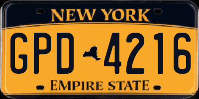 NY license plate GPD4216
