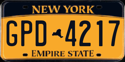 NY license plate GPD4217