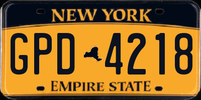 NY license plate GPD4218