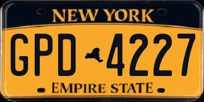 NY license plate GPD4227