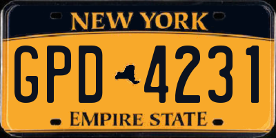NY license plate GPD4231