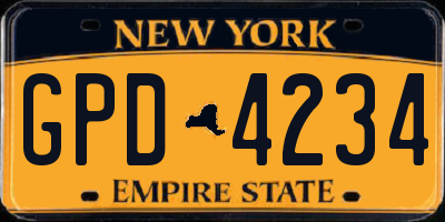 NY license plate GPD4234