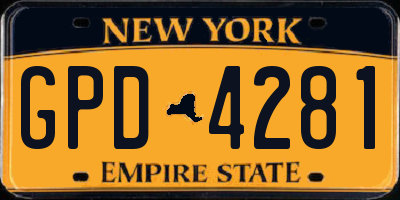 NY license plate GPD4281