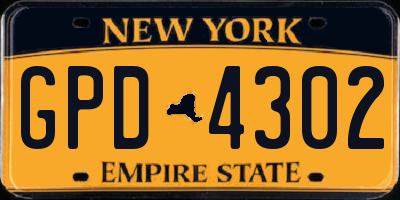 NY license plate GPD4302