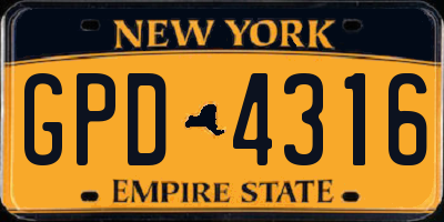 NY license plate GPD4316