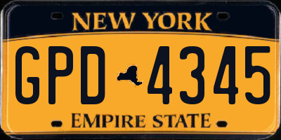 NY license plate GPD4345