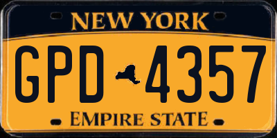 NY license plate GPD4357