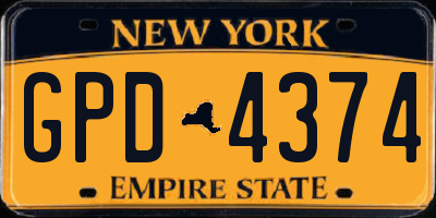 NY license plate GPD4374