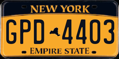 NY license plate GPD4403