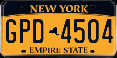 NY license plate GPD4504