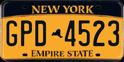 NY license plate GPD4523