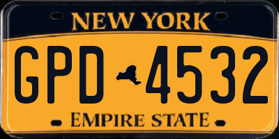 NY license plate GPD4532