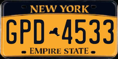 NY license plate GPD4533