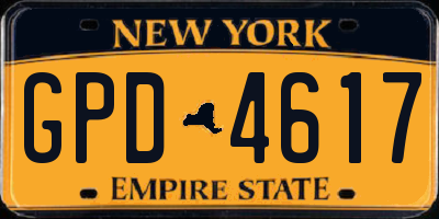 NY license plate GPD4617