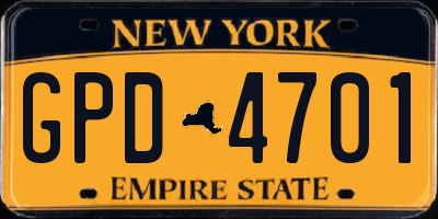 NY license plate GPD4701