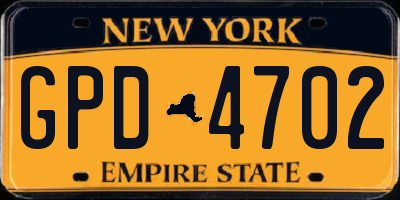 NY license plate GPD4702