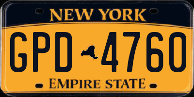NY license plate GPD4760