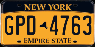 NY license plate GPD4763