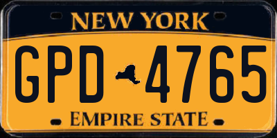 NY license plate GPD4765