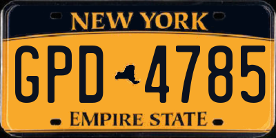 NY license plate GPD4785