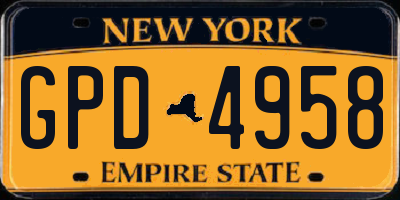 NY license plate GPD4958