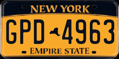 NY license plate GPD4963