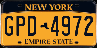 NY license plate GPD4972
