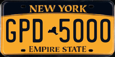 NY license plate GPD5000