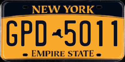 NY license plate GPD5011