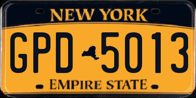 NY license plate GPD5013
