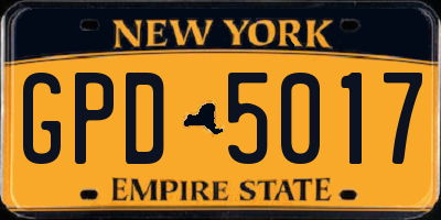 NY license plate GPD5017