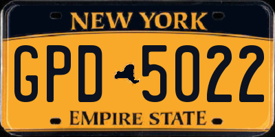 NY license plate GPD5022