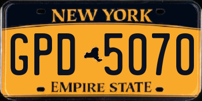 NY license plate GPD5070