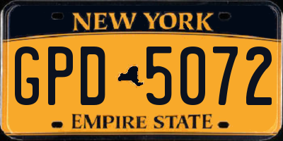 NY license plate GPD5072