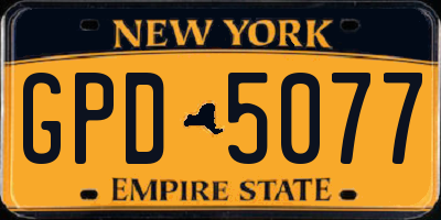 NY license plate GPD5077